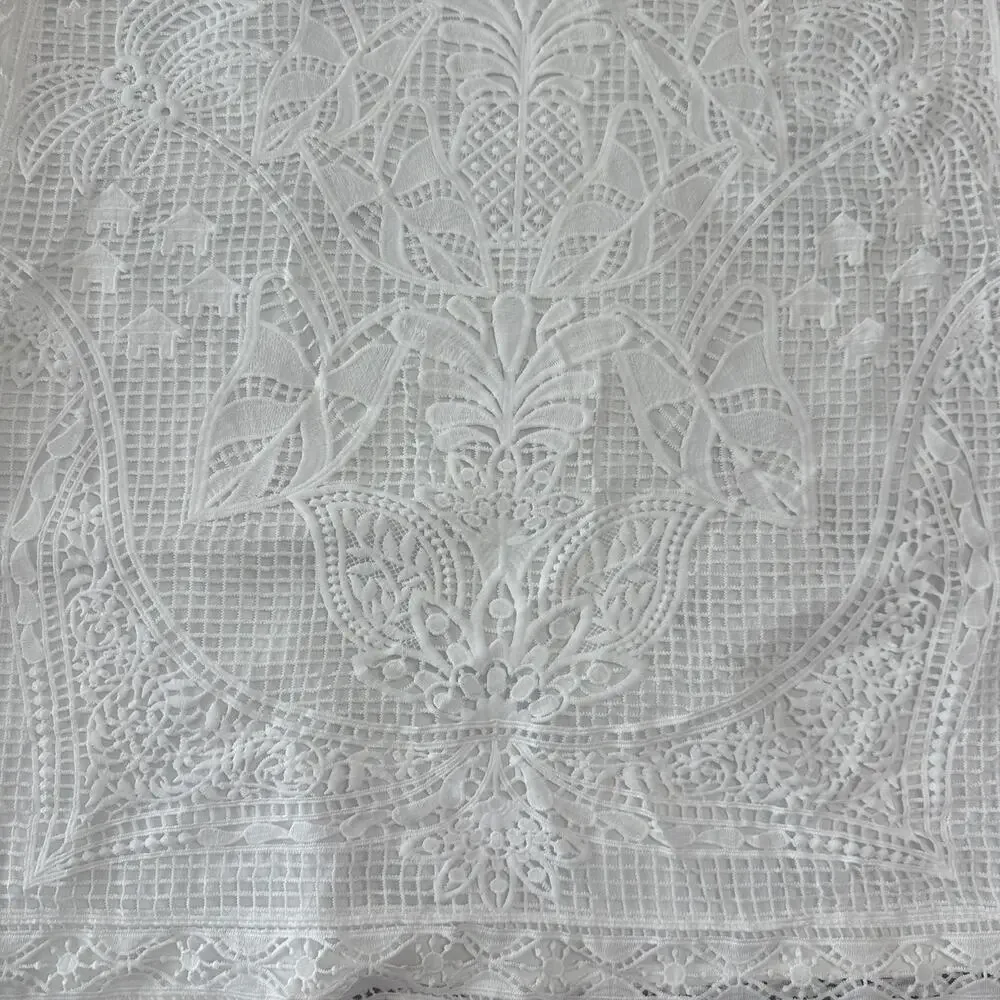 Farm Rio White Guipure Crochet Lace Midi Skirt, Coastal Bridal Boho Beachy Large - Picture 10 of 16